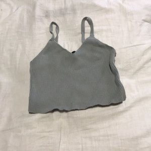 Green knit crop top